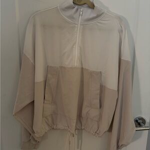 ALO Yoga Cream and Tan Quarter Zip Pullover